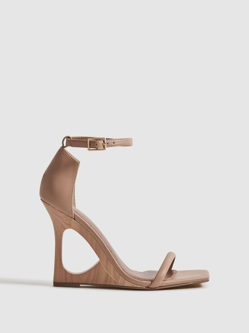 Leather Strappy Wedge Heels | Reiss US