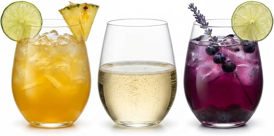 36 Pack Disposable Wine Glasses 10 oz Stemless Plastic - Reusable Clear Wine Cups, Shatterproof B... | Amazon (US)