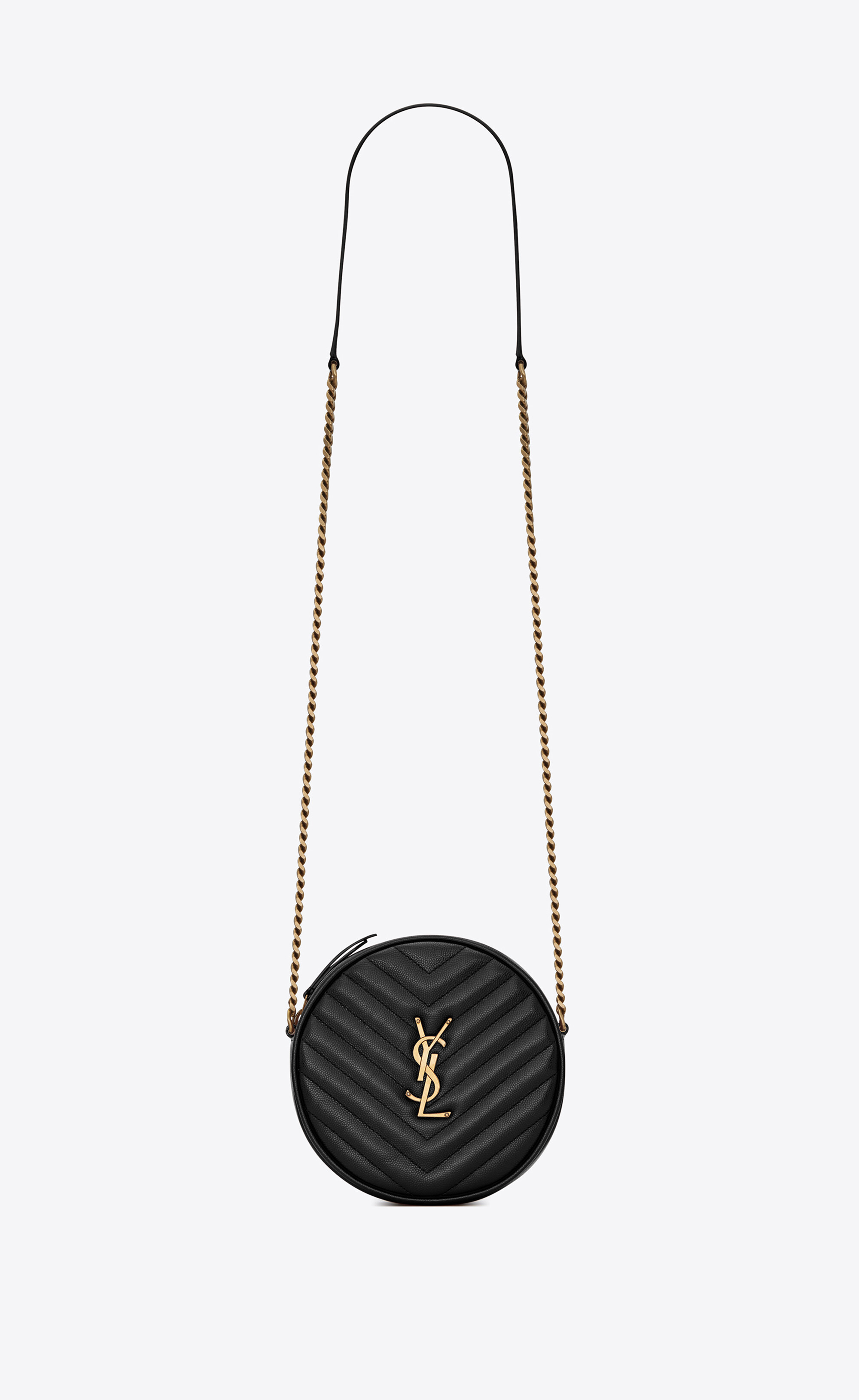 vinyle round camera bag in chevron-quilted grain de poudre embossed leather | Saint Laurent Inc. (Global)