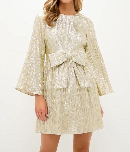 Cutest gold holiday dress with the most perfect bow! Will be wearing to all the things this season!

#LTKHoliday #LTKStyleTip