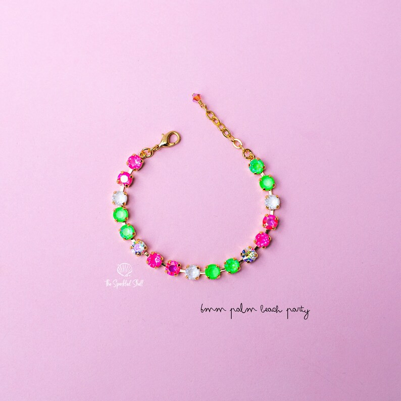 6mm Bracelet Palm Beach Party Choose Setting Color and Length - Etsy | Etsy (US)