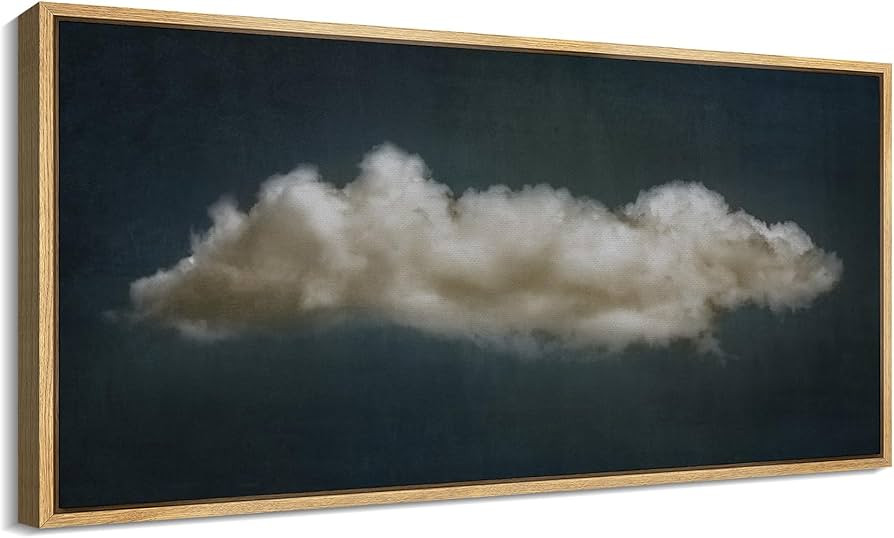 SIGNFORD Extra Large Framed Canvas Print Wall Art Single Fluffy Cloud on Dark Sky Minimalist Atmo... | Amazon (US)