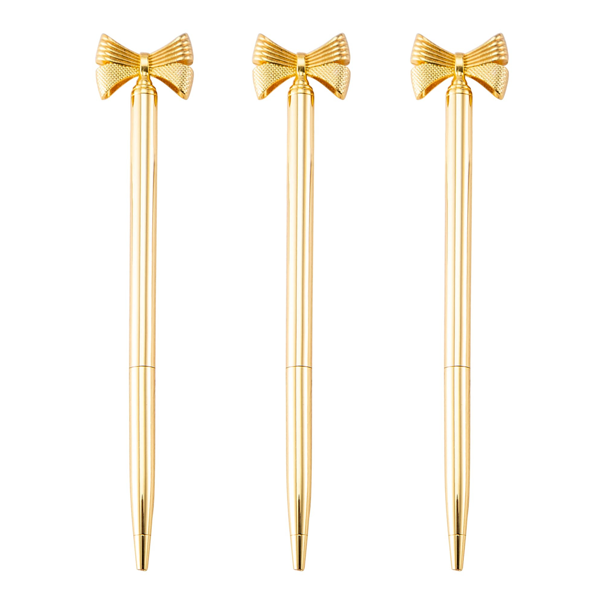 3 Pieces Bow Decoration Twist Metal Ballpoint Pen Ball Pen 1.0 MM Black Ink | Amazon (US)