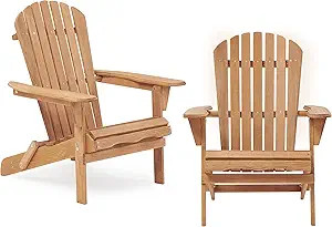Wooden Folding Adirondack Chair Set of 2, Half Pre-Assembled Wood Lounge Chair for Outdoor Patio ... | Amazon (US)