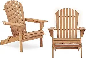 Wooden Folding Adirondack Chair Set of 2, Half Pre-Assembled Wood Lounge Chair for Outdoor Patio ... | Amazon (US)