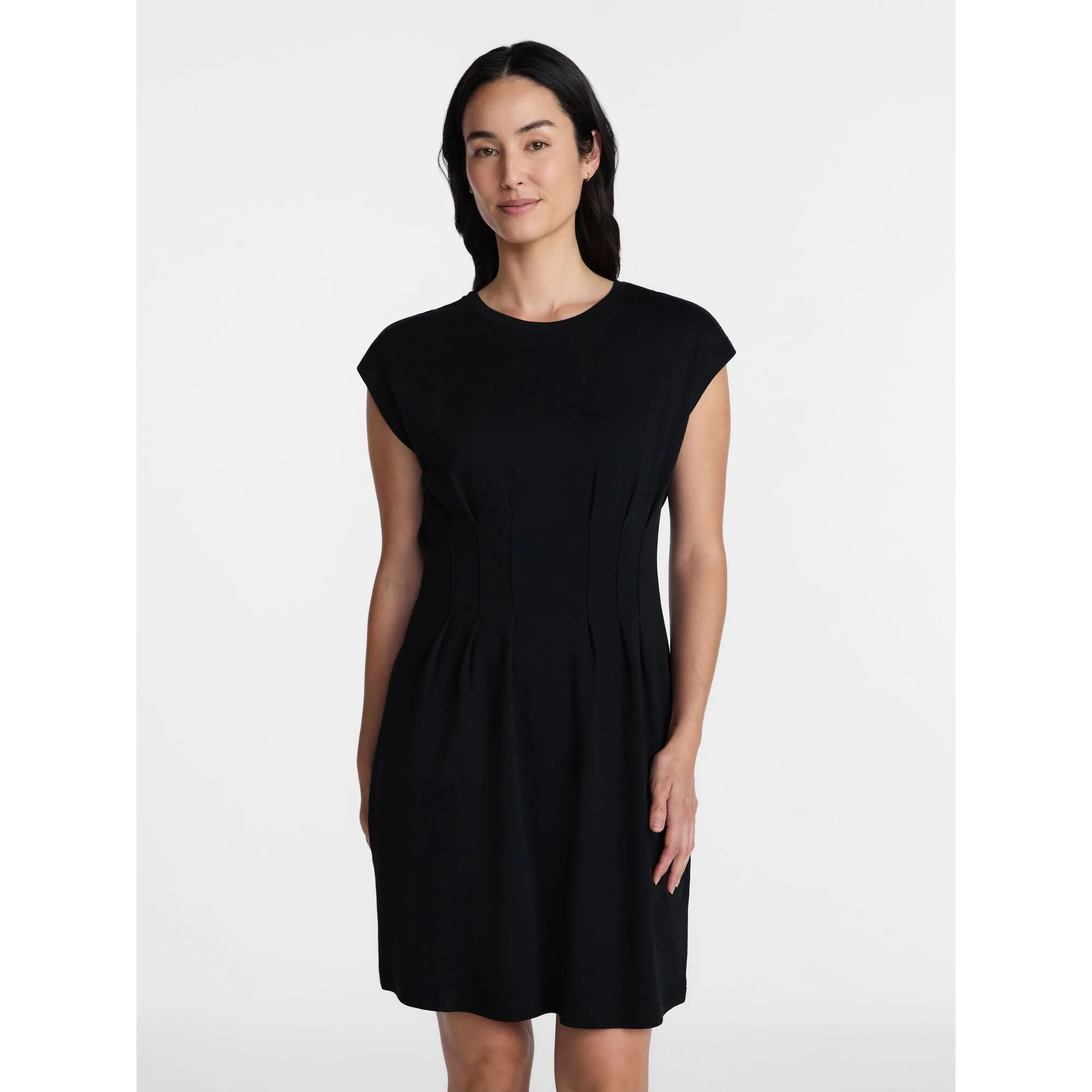 Time and Tru Women's Pleated Waist Cotton Mini Dress, Sizes XS-XXXL | Walmart (US)