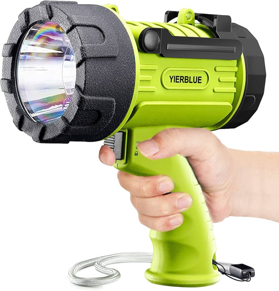 YIERBLUE Rechargeable Spotlight Flashlight with 100,000 High Lumen LED, IP67 Waterproof Long Runn... | Amazon (US)