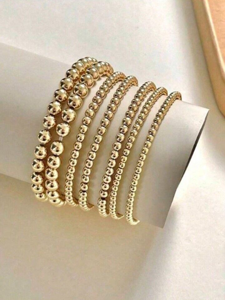 7pcs/Set Minimalist Gold Beaded Luxury Hand Chain Set | SHEIN USA | SHEIN