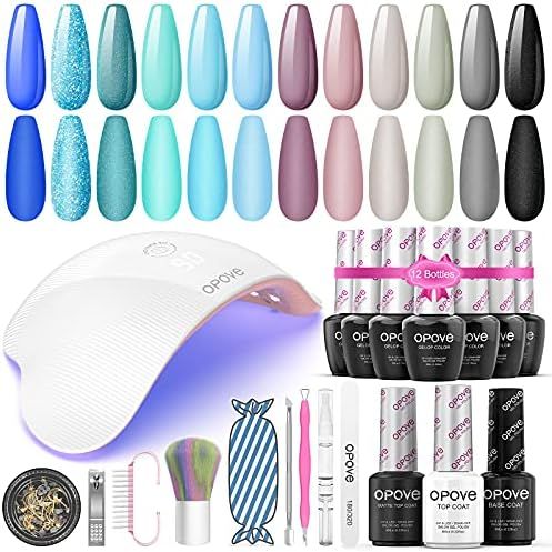 Gel Nail Polish Kit with UV Light, opove Soak Off Nail Gel Kit with LED Nail Lamp Nail Art Set - ... | Amazon (US)