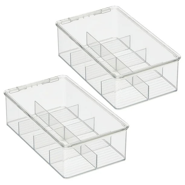mDesign Plastic Long Stackable Tea Bag Storage Bin Organizer Box Holder with Lid for Kitchen Cabi... | Walmart (US)
