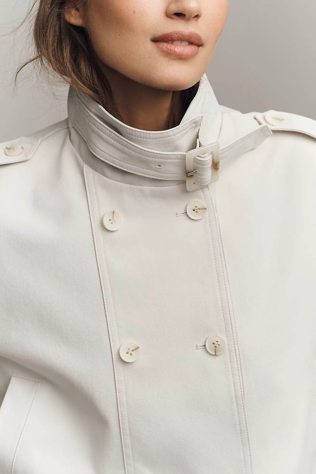 Maeve Retta Double-Breasted Short Trench Coat | Anthropologie (US)