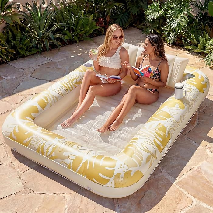 SLOOSH Inflatable Tanning Pool Lounger Float, 85" x 57" Extra Large Pool Floats Adult with Pillow... | Amazon (US)