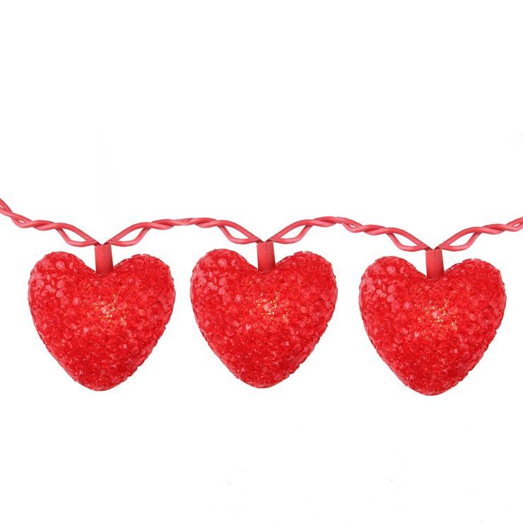 Northlight 10-Count Red Heart Mini Valentine's Day Light Set, 7.5ft Red Wire | Target