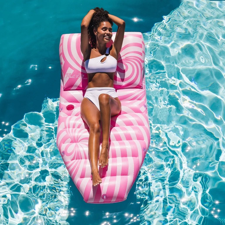 Float Life by Funboy Pink Twist Sun Lounger Pool Float, 65'' Long w/ Ergonomic Backrest, Ages 8+ | Walmart (US)