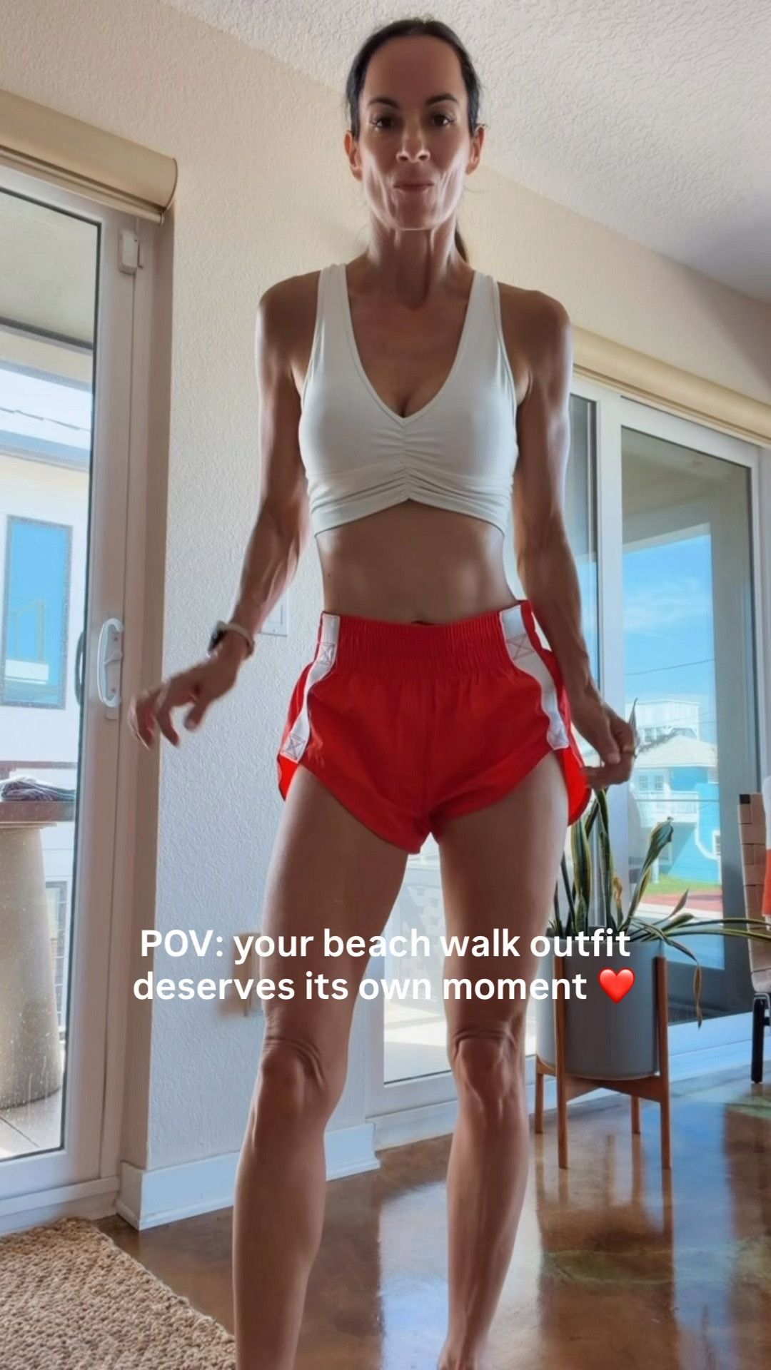 Beach walk OOTD—but make it red hot. ❤️🌊

A cute little white crop, the best pop-of-color shorts and bare feet until I hit the sand. Equal parts sporty, sunny and ready to get those steps in…because everything feels better after a walk by the ocean. ☀️

#BeachWalkStyle #ActivewearStyle #CoastalLiving #EverydayActivewear #NicoleColee

#LTKdayinmylife #LTKfitnessgoals #LTKActive