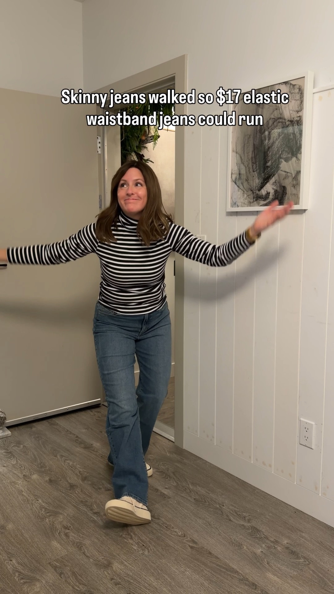 Walmart fashion find! 😍 These are not your 4-year-old’s pull-on jeans…  but they are just as comfortable. These jeans from Walmart have a super flattering shape, look like totally normal jeans from the front, but the back waistband is hiding a very stretchy little secret. The elastic keeps everything comfy without sacrificing style, and honestly, these might be the most flattering jeans I own. Walmart really knocked it out of the park with this one. 👖

#LTKootd #LTKMidsize #LTKFindsUnder50