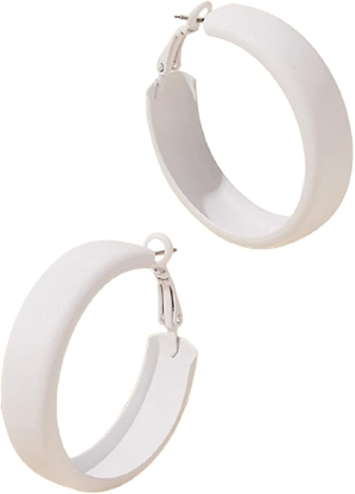 Matte Round Hoop Earrings Large Retro Neon Color Circle Earrings Multicolor Pierced Classic Light... | Amazon (US)