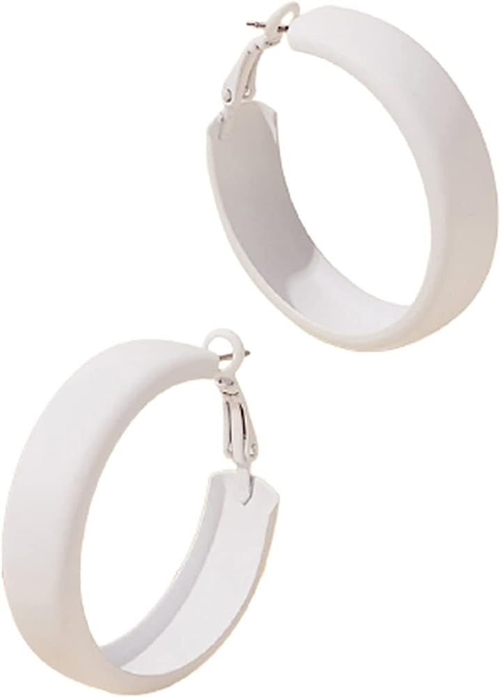 Matte Round Hoop Earrings Large Retro Neon Color Circle Earrings Multicolor Pierced Classic Light... | Amazon (US)