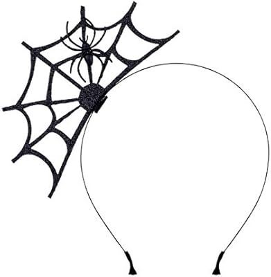 Halloween Spider Web Fasciantor Spider Spiderweb Halloween Party Head Piece (Black Spider) | Amazon (US)