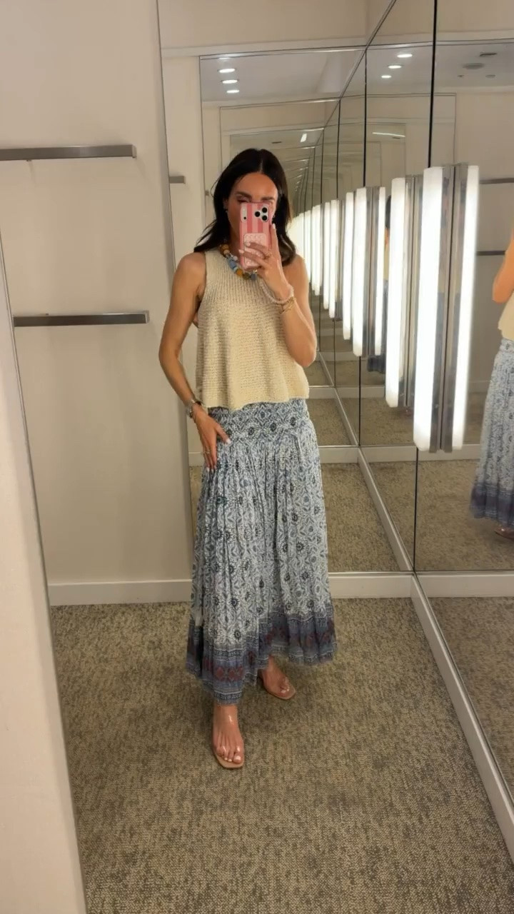 This skirt is such a versatile piece for summer. I love it styled with this lightweight knit tank for an easy, relaxed look that still feels put together. The print and flowy silhouette make it perfect for vacation, brunch, or any warm weather plans.

Printed maxi skirt, knit tank, summer outfit, vacation style, resort wear, boho chic, flowy skirt, casual summer fashion, beach vacation outfit, neutral top, effortless style, warm weather wardrobe, Annabrstyle

#LTKootd #LTKOver40 #LTKSeasonal