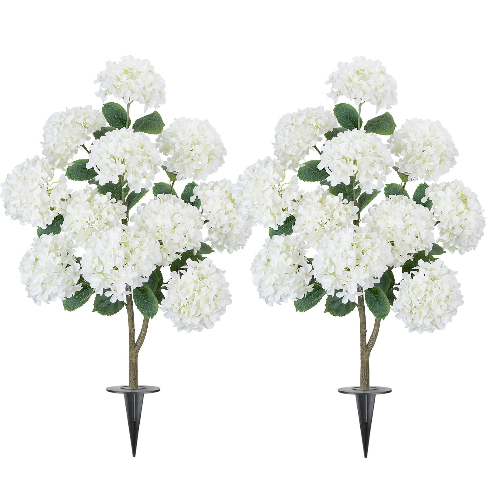 GTIDEA 2 Pack 3.5FT Artificial Hydrangea Tree Outdoor Fake Tree with Spikes Faux Hydrangea Bushes... | Amazon (US)