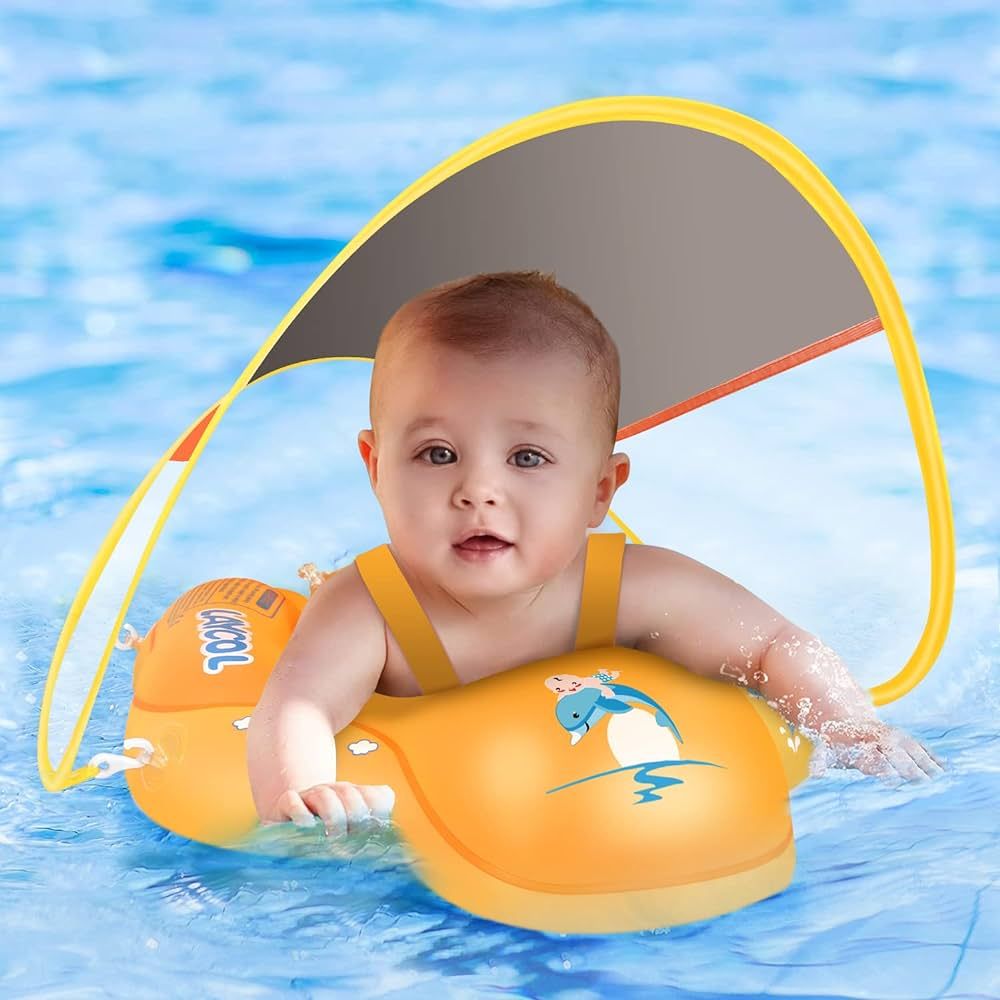 LAYCOL Baby Swimming Float with UPF50+ Sun Canopy Baby Floats for Pool No Flip Overbaby Pool for ... | Amazon (US)
