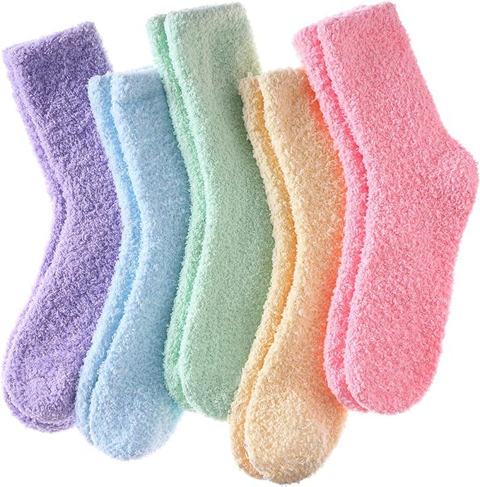 LINEMIN Womens Fuzzy Socks Cozy Fluffy Winter Warm Slipper Socks Microfiber Soft Home Sleeping So... | Amazon (US)
