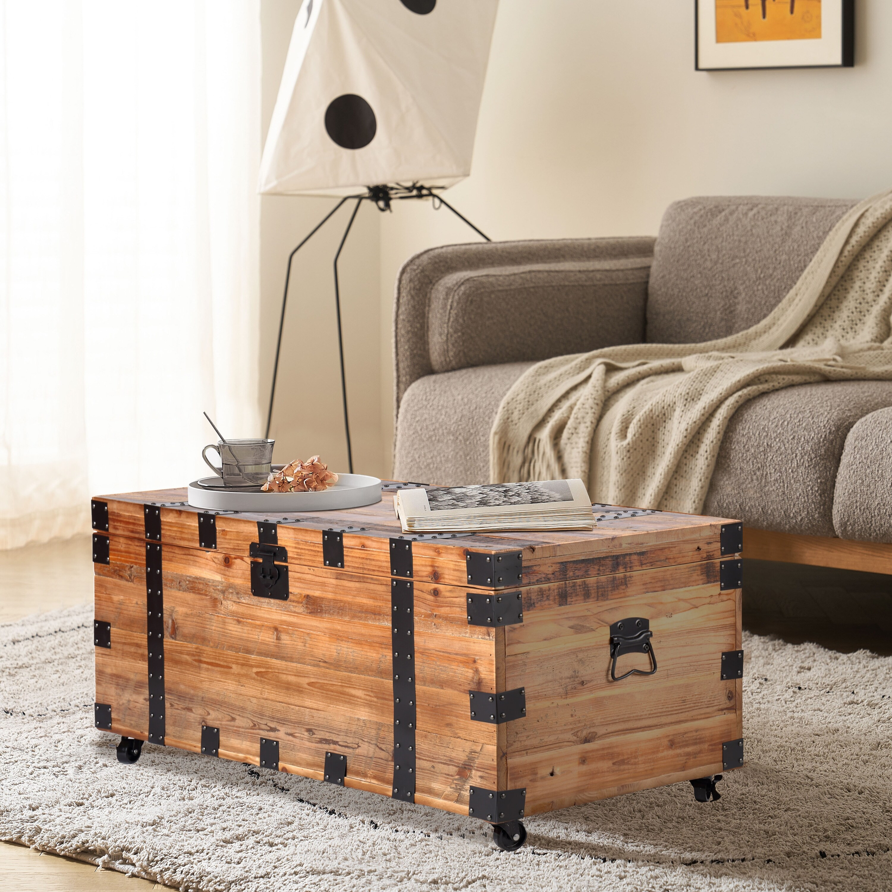 Accent Coffee Table Trunk Table with Wheel and Flip Lid Storage | Bed Bath & Beyond
