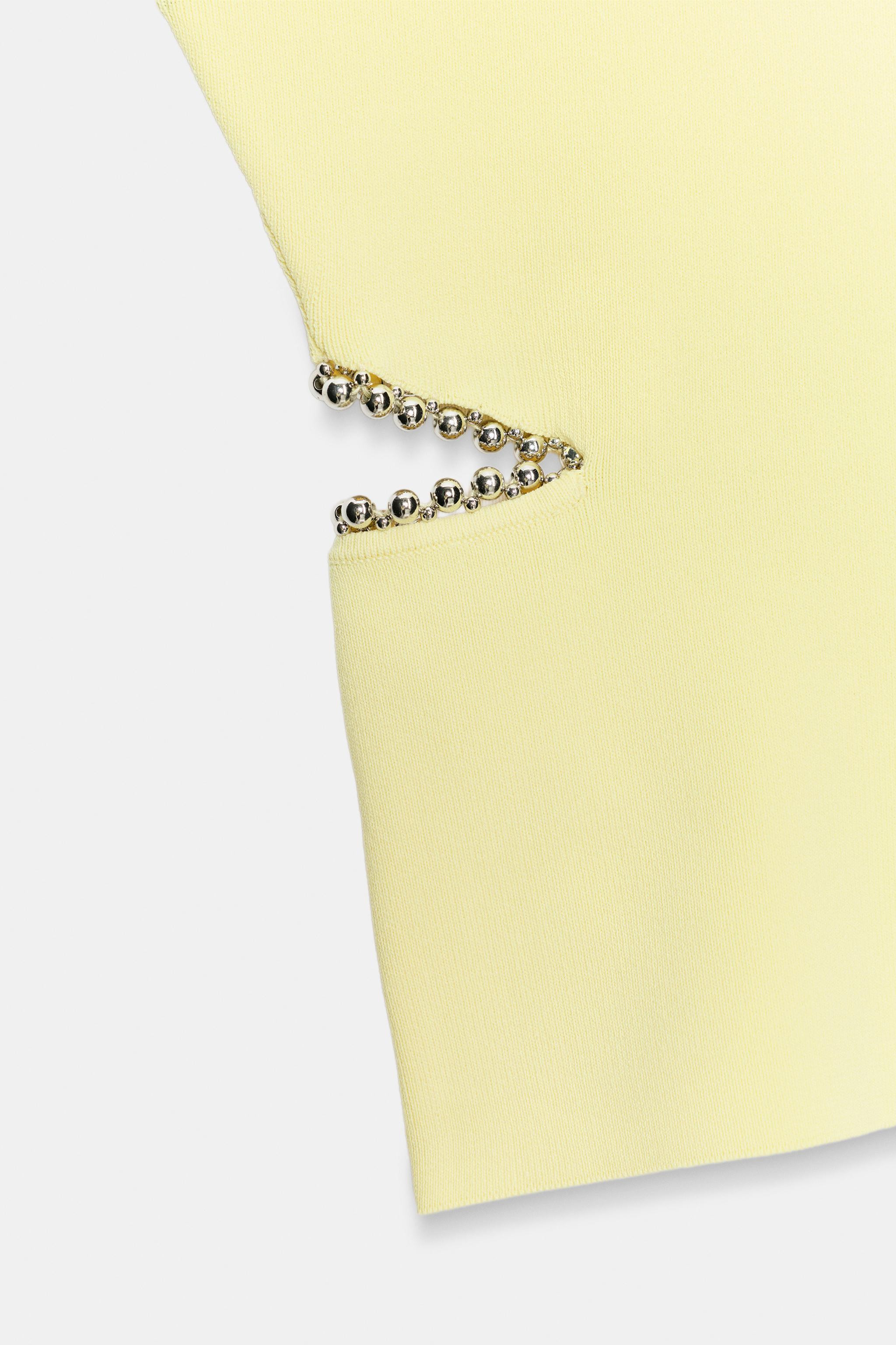 CUT OUT KNIT TOP WITH BEADS | Zara US