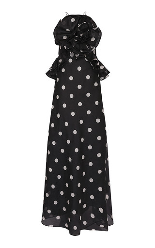 Crush Rosette Polka-Dot Linen-Silk Maxi Dress | Moda Operandi (Global)