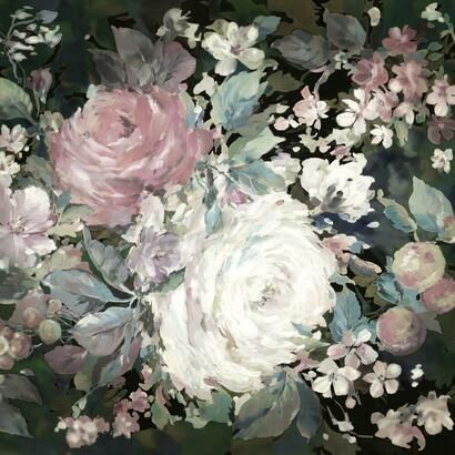 York Impressionist Floral Mural Pink/Black Wallpaper | DecoratorsBest | DecoratorsBest