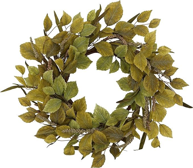 WreathDream 18'' Fall Wreath Autumn Wreath with Birch Leaves,Grains, Willow Leaf for Thanksgiving... | Amazon (US)