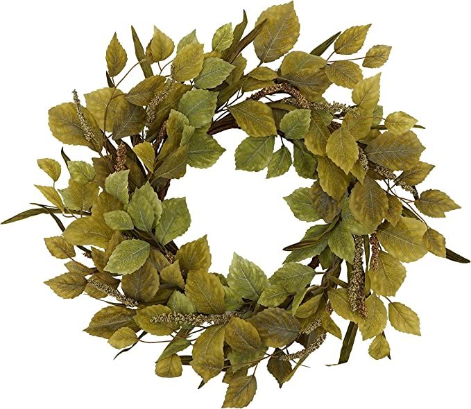 WreathDream 18'' Fall Wreath Autumn Wreath with Birch Leaves,Grains, Willow Leaf for Thanksgiving... | Amazon (US)