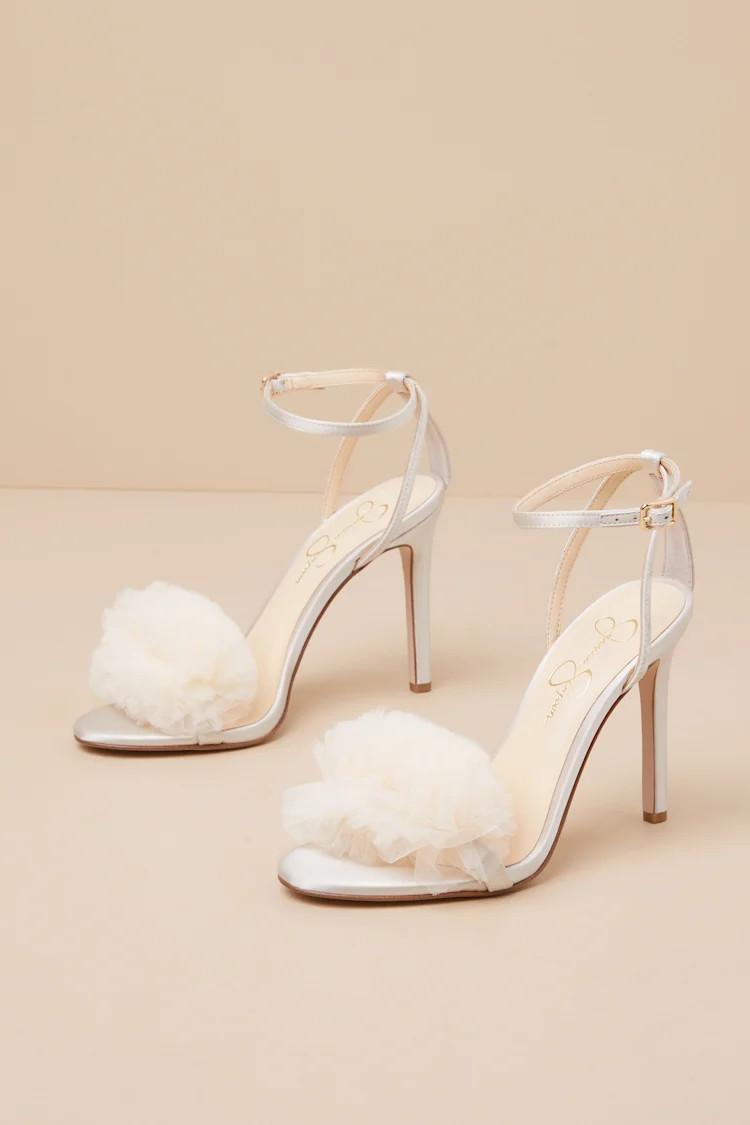 Jilria Soft Ivory Satin Ankle Strap High Heel Sandals | Lulus