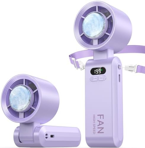 2 Pack Handheld Portable Turbo Fan with Ice Cooler, Speed (1-199) 5500mAh*2 Rechargeable Personal... | Amazon (US)