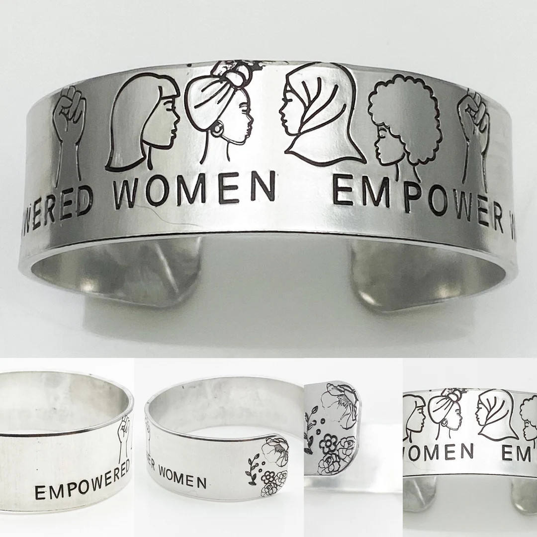 Empowered Women Empower Womenhand Stamped Metal Cuff Bracelet // Feminist Jewelry// Partial Funds... | Etsy (US)