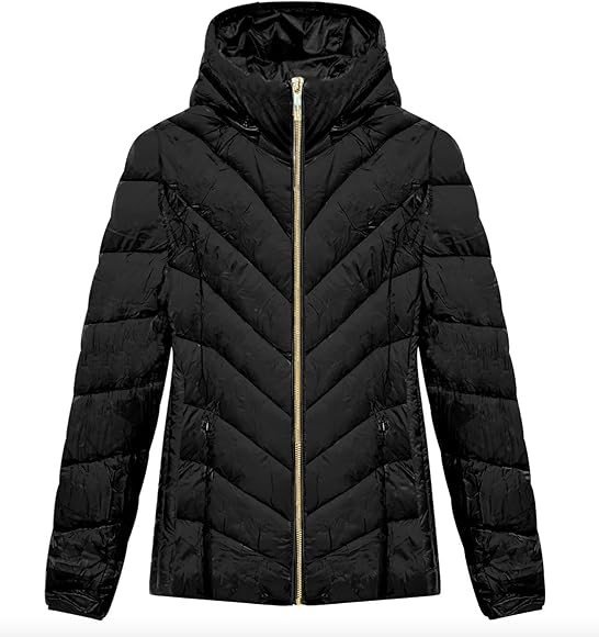 Michael Michael Kors Women's Black Chevron Quilted Short Packable Jacket Coat | Amazon (US)