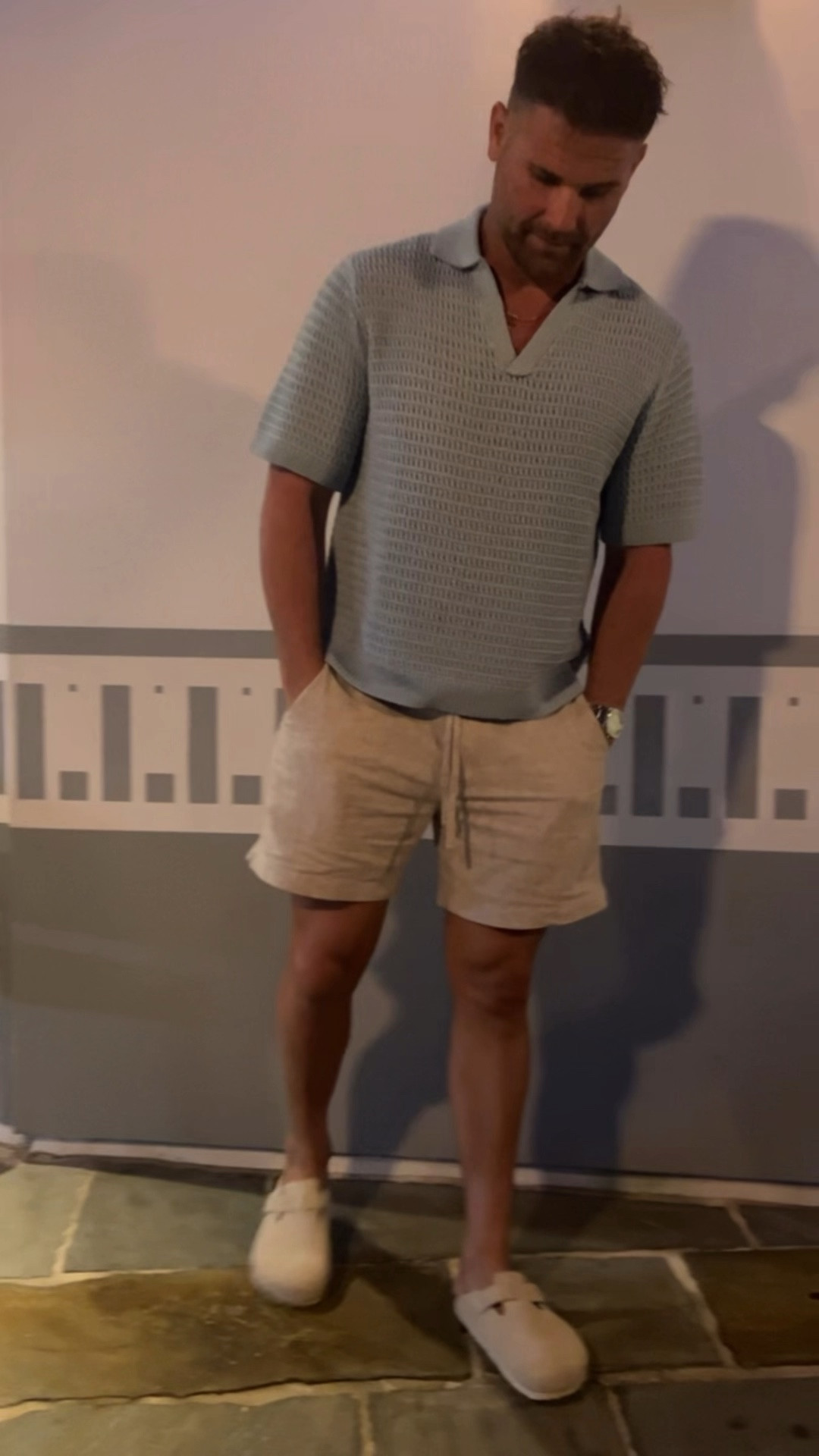 Men’s summer vacation outfit 
Zara knit polo - he’s wearing a M true to size 
Abercrombie linen shorts - also in M true to size
He is 5’10 

#LTKTravel #LTKMens #LTKFindsUnder100