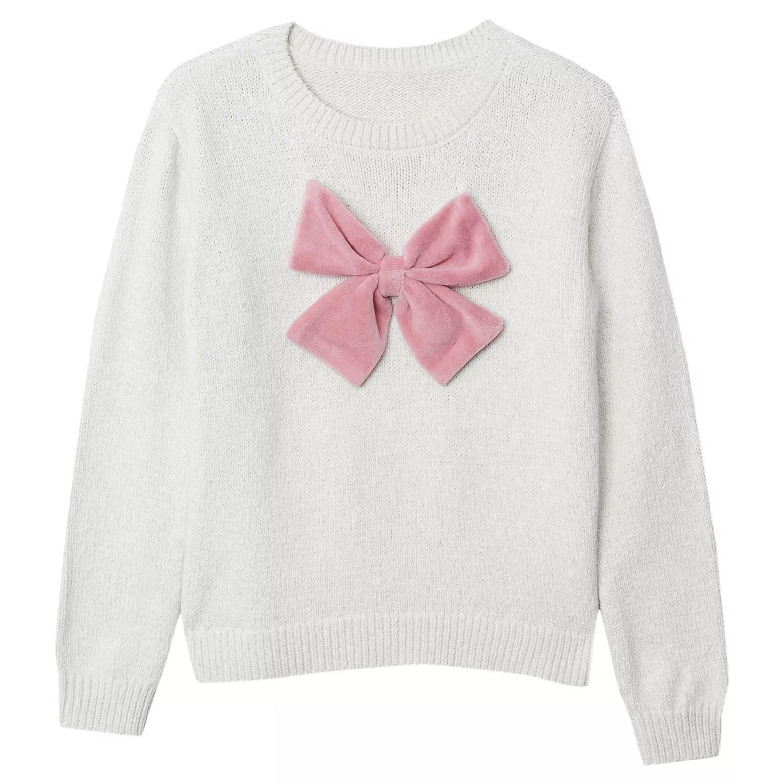 Girls 2-16 Lands' End Bow Knit Sweater, Girl's, Size: Small(6/7), Ivory Mauve Bow | Kohl's
