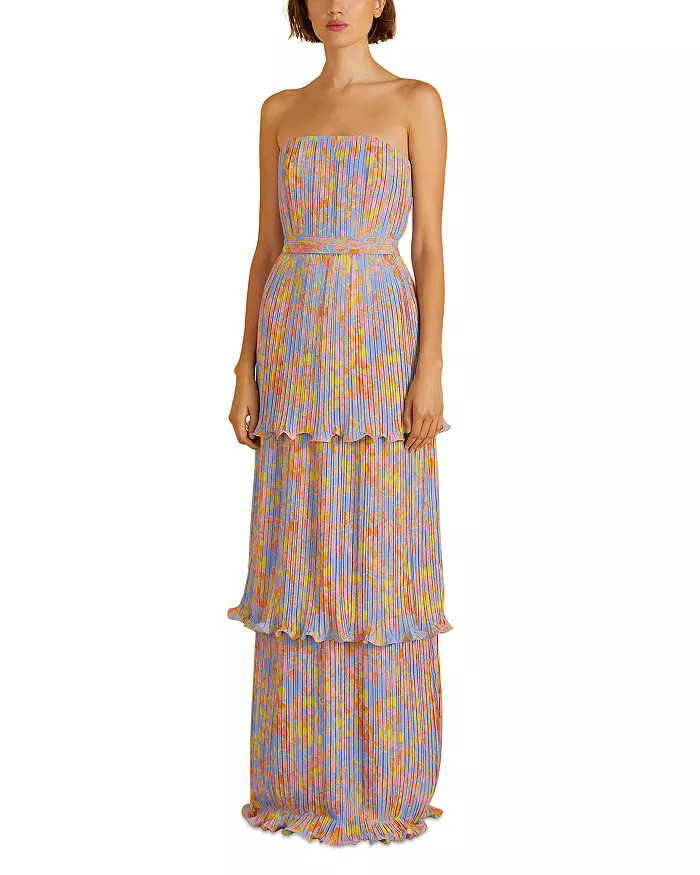 Laine Strapless Pleated Tiered Gown | Bloomingdale's (US)