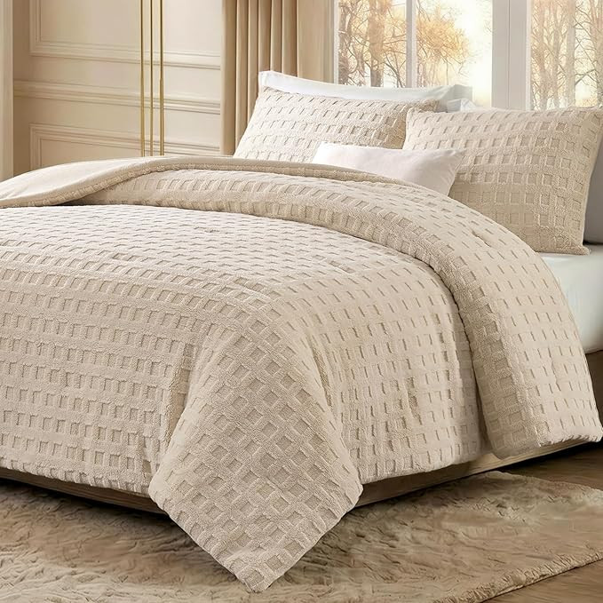 Amélie Home Waffle Comforter King Size Set, Khaki Fleece Beding Set, Fluffy Plush Bedding Set fo... | Amazon (US)