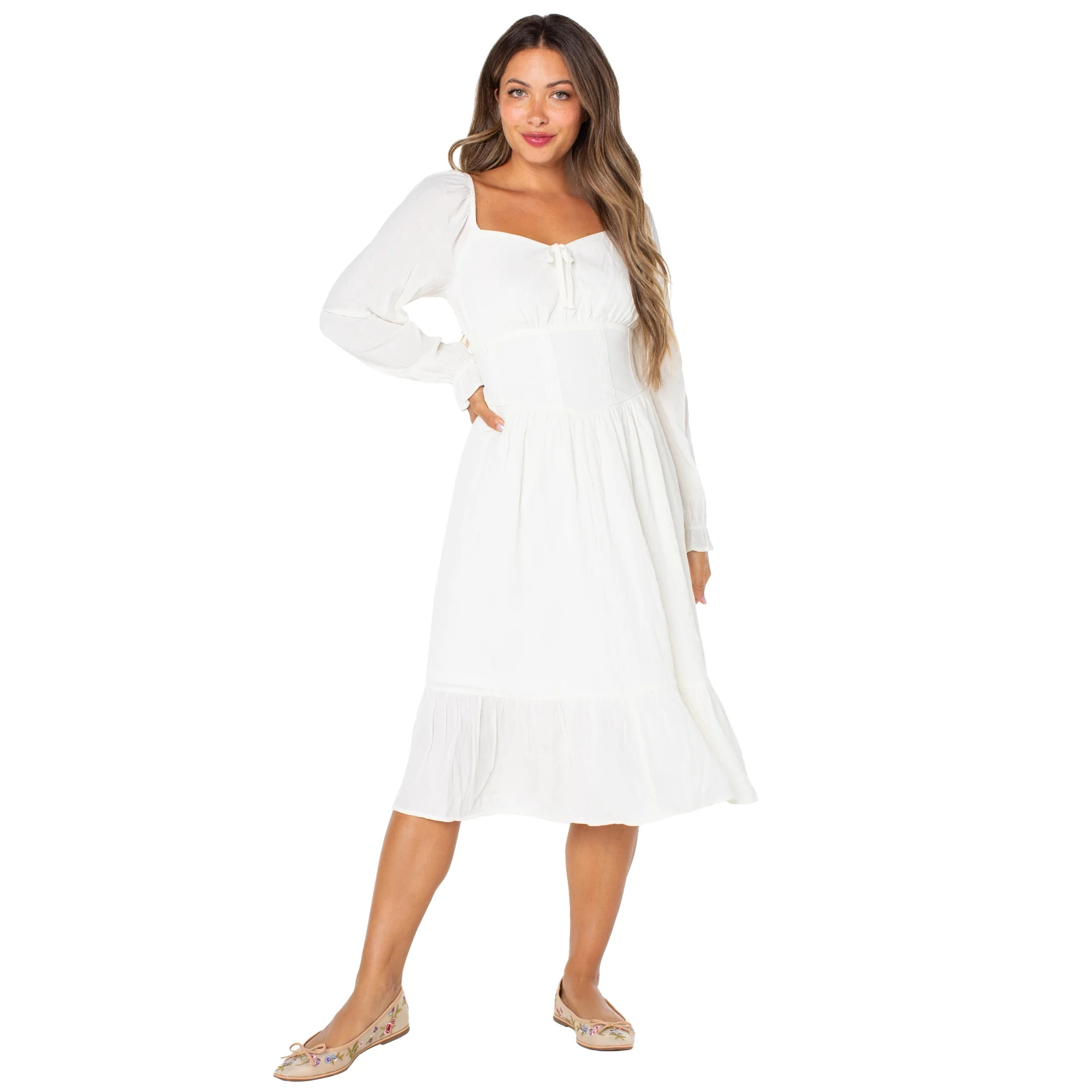 Celebrity Pink Women's and Women's Plus Long Sleeve Midi Dress, Sizes XS-4X | Walmart (US)