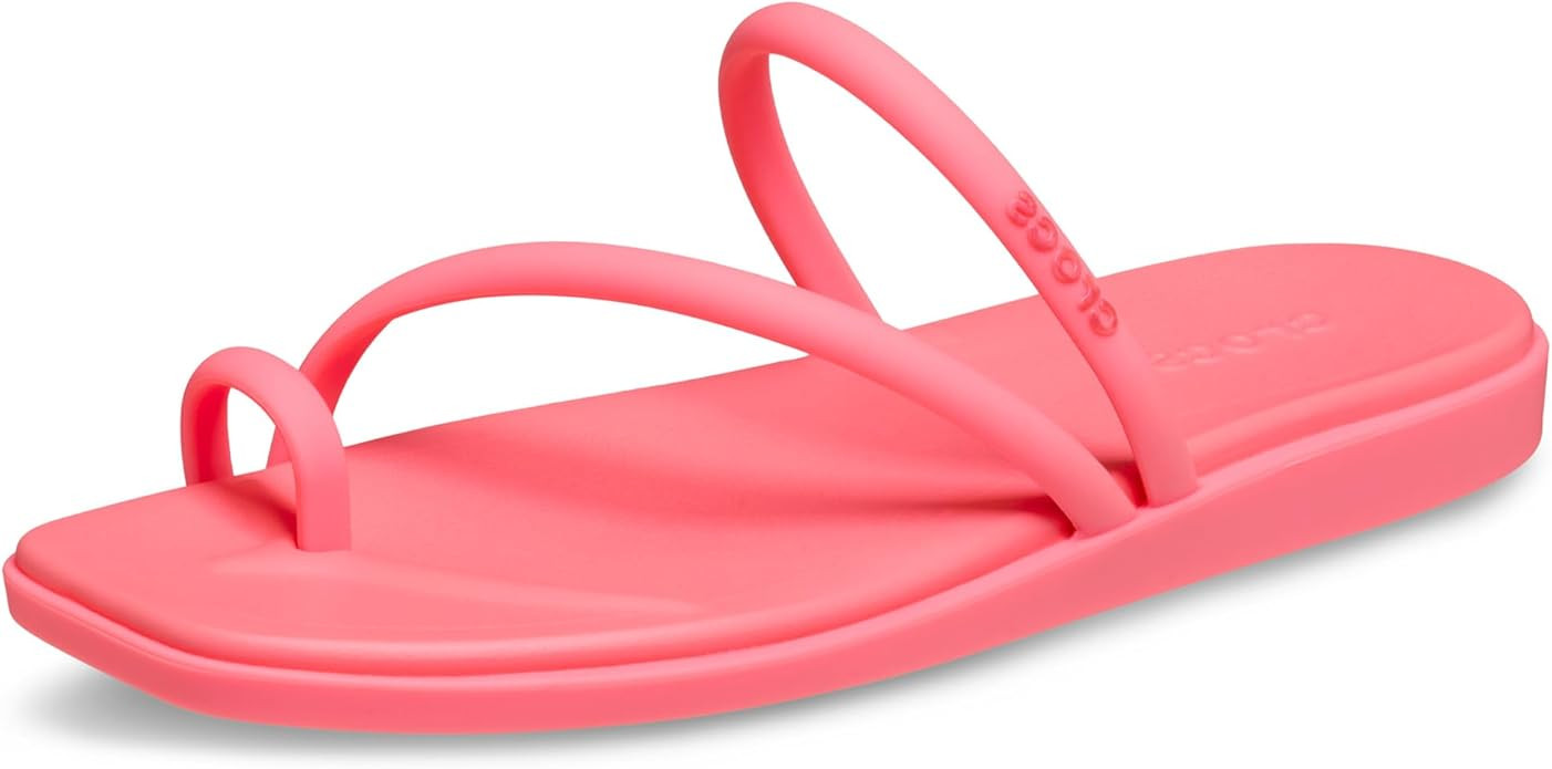 Crocs Women's Miami Toe Loop Sandals | Square Toe Flat | Flexible Straps | Croslite Foam Footbed | Amazon (US)