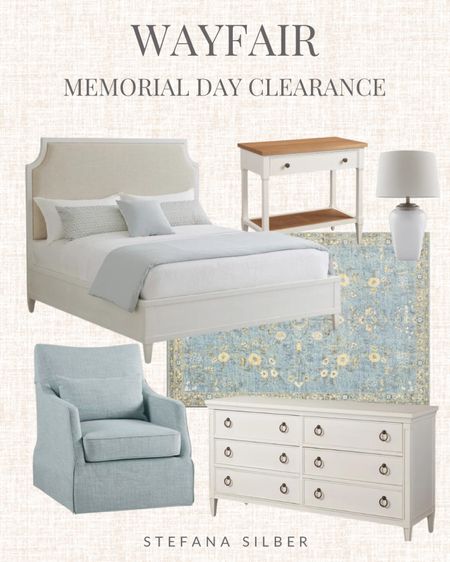 Wayfair Memorial Day clearance, rug, upholstered bed, side table, nightstand, table lamp, accent chair, dresser 

#LTKSaleAlert #LTKOver40 #LTKHome