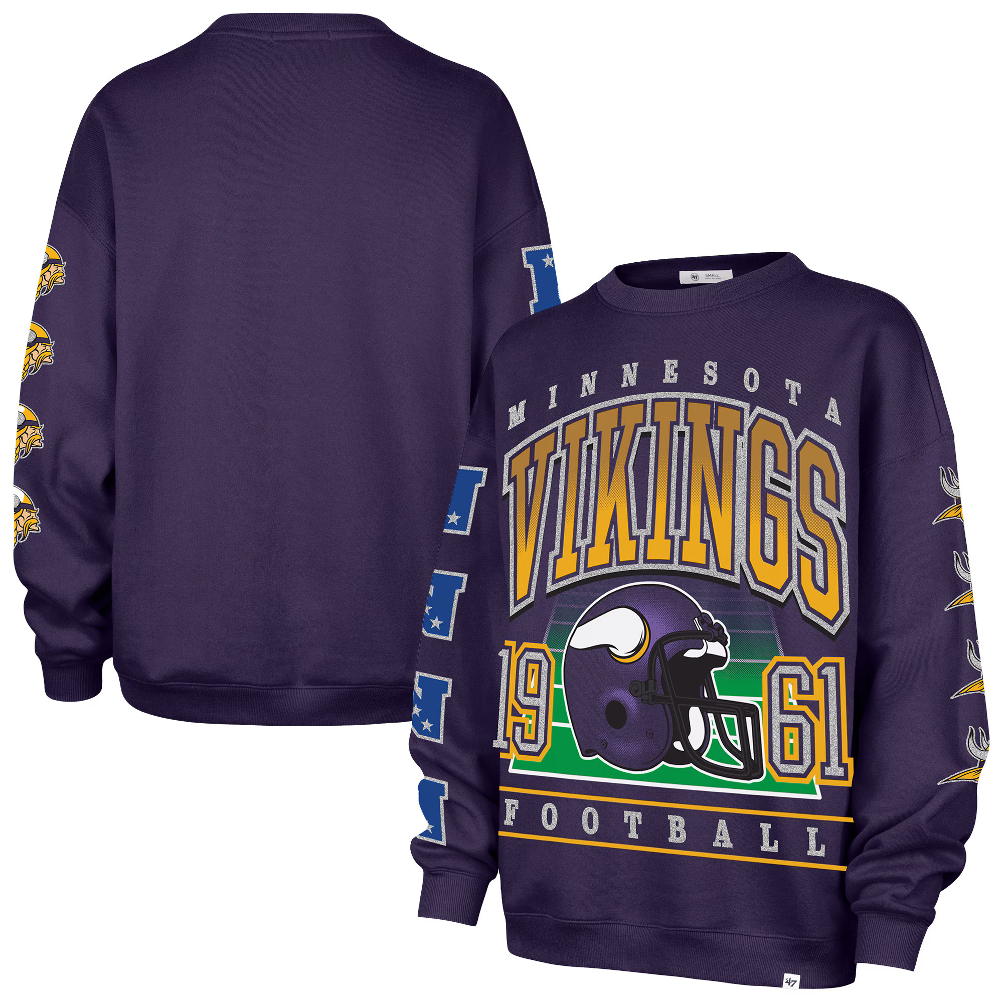 Minnesota Vikings '47 Women's Go Big Oversized Pullover Sweatshirt - Purple | Fanatics