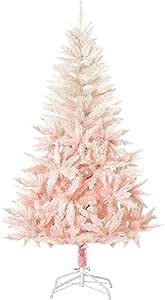 HOMCOM 7ft Unlit Spruce Artificial Christmas Tree with Realistic Branches and 1000 Tips, Pink | Amazon (US)
