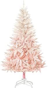 HOMCOM 7ft Unlit Spruce Artificial Christmas Tree with Realistic Branches and 1000 Tips, Pink | Amazon (US)