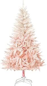 HOMCOM 7ft Unlit Spruce Artificial Christmas Tree with Realistic Branches and 1000 Tips, Pink | Amazon (US)