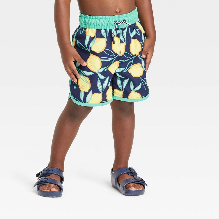 Toddler Boys' Lemon Swim Shorts - Cat & Jack™ Blue | Target