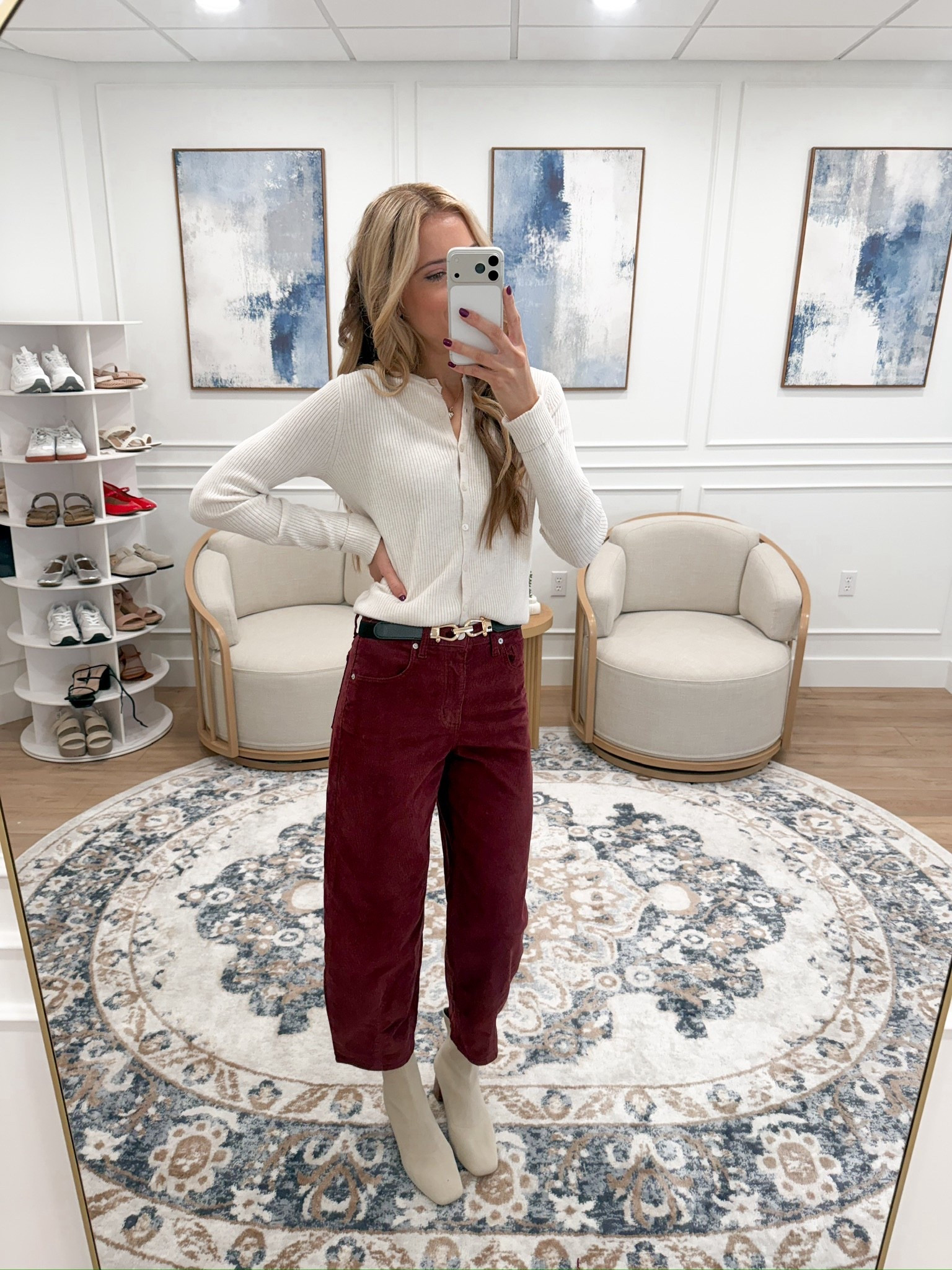 Loving these deep burgundy cords paired with a soft neutral top — such a perfect combo for cozy fall days! You can dress it up with boots or keep it casual with sneakers.

#LTKTall #LTKStyleTip #LTKSeasonal